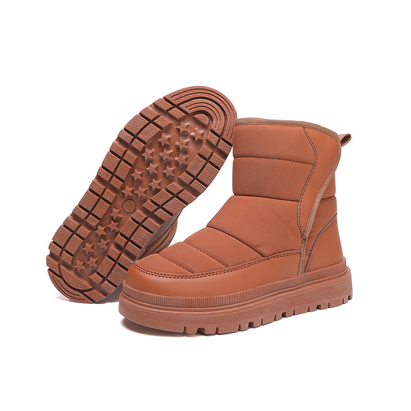 Унисекс детски снежни ботуши за малки деца, горнище естествена кожа, подплата овча кожа, EVA средна подметка, Vibram гумена подметка, високи зимни ботуши