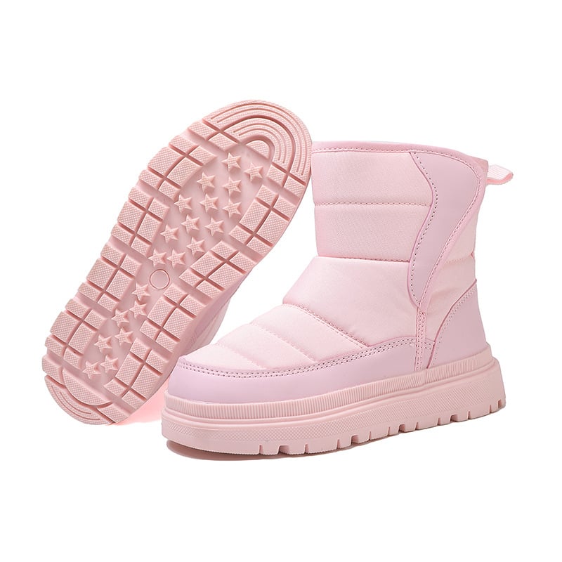 Унисекс детски снежни ботуши за малки деца, горнище естествена кожа, подплата овча кожа, EVA средна подметка, Vibram гумена подметка, високи зимни ботуши