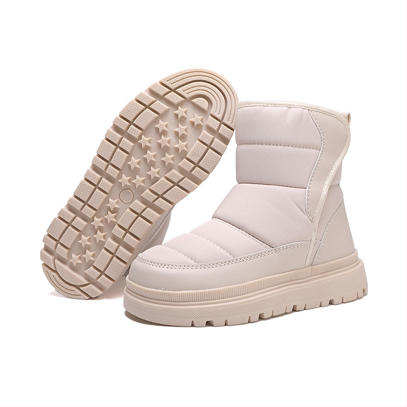 Унисекс детски снежни ботуши за малки деца, горнище естествена кожа, подплата овча кожа, EVA средна подметка, Vibram гумена подметка, високи зимни ботуши