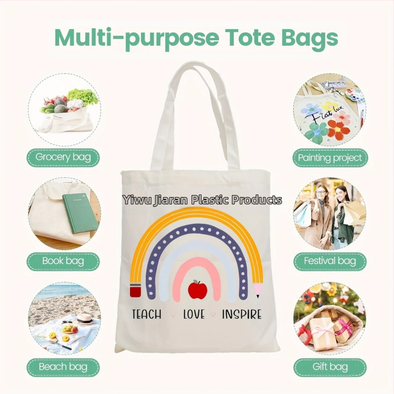 Karan Τσάντα Καμβά Tote με Εκτύπωση Λογοτύπου, UV Ψηφιακή Εκτύπωση και Μεταξοτυπία, Προέλευση Yiwu