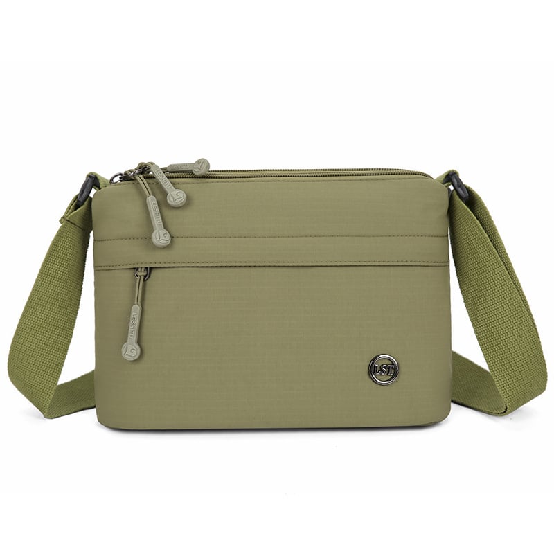 Nailona crossbody soma, pilsētas minimālisma stils, mazs kvadrāta formāts, rāvējslēdzēja atvērums, poliesteru odere, iekšējie kabati ar rāvējslēdzēju