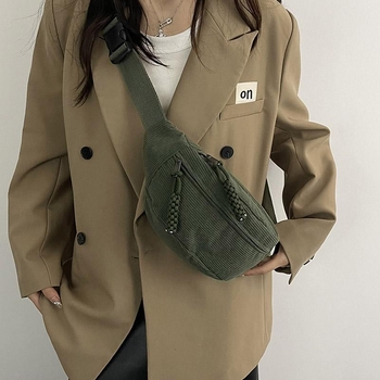 Corduroy-style PU τσάντα ζώνης, unisex, άνοιξη 2025, καθημερινή χρήση