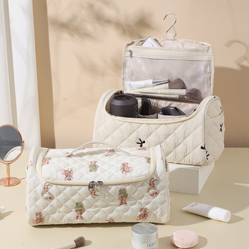 Τσάντα αποθήκευσης ταξιδιού από βαμβάκι, κυβοειδούς σχήματος, πολυλειτουργικός οργανωτής καλλυντικών για ταξίδια, μακιγιάζ και μπάνιo