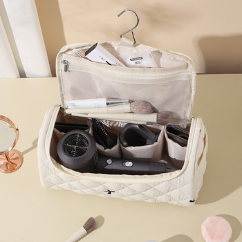 Τσάντα αποθήκευσης ταξιδιού από βαμβάκι, κυβοειδούς σχήματος, πολυλειτουργικός οργανωτής καλλυντικών για ταξίδια, μακιγιάζ και μπάνιo