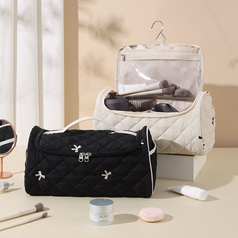 Τσάντα αποθήκευσης ταξιδιού από βαμβάκι, κυβοειδούς σχήματος, πολυλειτουργικός οργανωτής καλλυντικών για ταξίδια, μακιγιάζ και μπάνιo