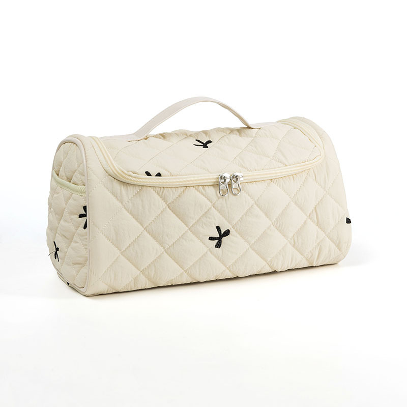 Τσάντα αποθήκευσης ταξιδιού από βαμβάκι, κυβοειδούς σχήματος, πολυλειτουργικός οργανωτής καλλυντικών για ταξίδια, μακιγιάζ και μπάνιo