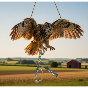 Függő madárriasztó dekoratív, a bagoly és a fehér fejű sas mintázatával, akril anyag, modern minimalista stílus, termékkód YW-25-7261