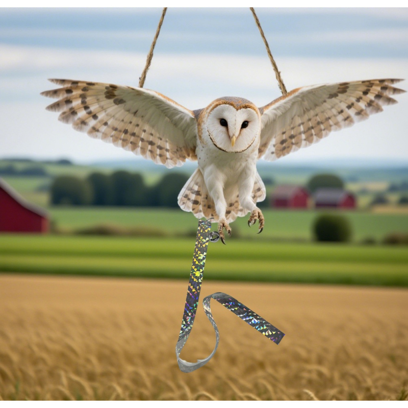 Függő madárriasztó dekoratív, a bagoly és a fehér fejű sas mintázatával, akril anyag, modern minimalista stílus, termékkód YW-25-7261