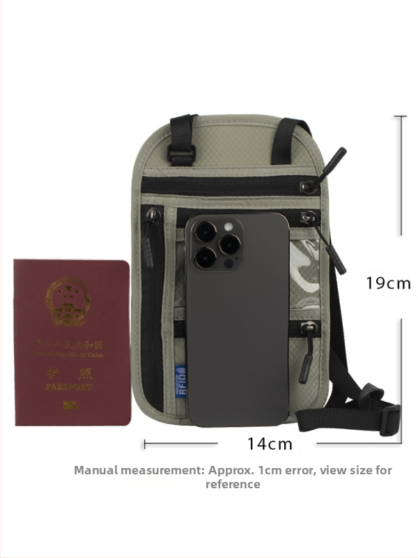 QISE RFID паспортна чанта през кръст – антикрадна, водоустойчива, износоустойчива, найлонова подплата, за мъже, чанта за паспорт и лична карта, кейс за пътуващи документи, фиксирано лого