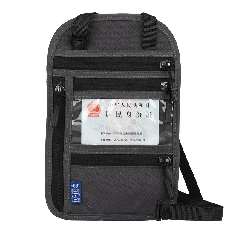 QISE RFID θήκη διαβατηρίου με χιαστό ιμάντα – Αντικλοπή, Αδιάβροχη, Φθορ-Ανθεκτική, Νάιλον επένδυση, Για άνδρες, Θήκη διαβατηρίου και ταυτότητας, Θήκη ταξιδιωτικών εγγράφων, Σταθερό λογότυπο