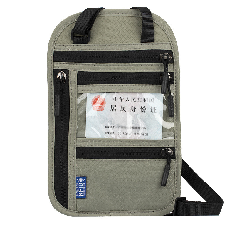 QISE RFID θήκη διαβατηρίου με χιαστό ιμάντα – Αντικλοπή, Αδιάβροχη, Φθορ-Ανθεκτική, Νάιλον επένδυση, Για άνδρες, Θήκη διαβατηρίου και ταυτότητας, Θήκη ταξιδιωτικών εγγράφων, Σταθερό λογότυπο