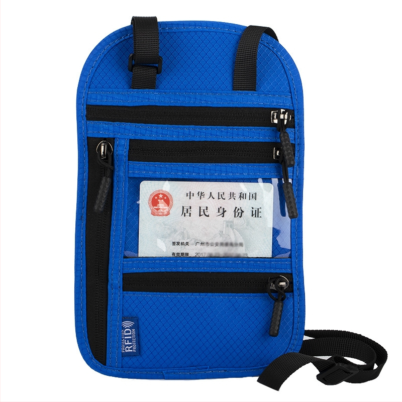 QISE RFID θήκη διαβατηρίου με χιαστό ιμάντα – Αντικλοπή, Αδιάβροχη, Φθορ-Ανθεκτική, Νάιλον επένδυση, Για άνδρες, Θήκη διαβατηρίου και ταυτότητας, Θήκη ταξιδιωτικών εγγράφων, Σταθερό λογότυπο