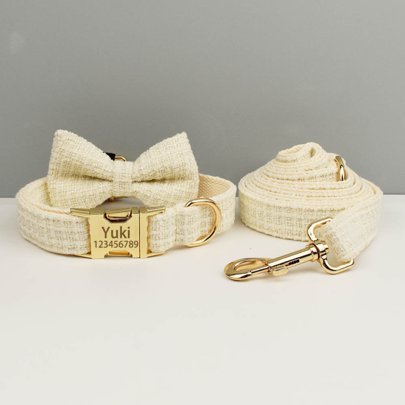 Κολάρο σκύλου με μεταλλική αγκράφα για χάραξη και αναδιπλούμενο λουρί, πολυεστέρας, Flannelette