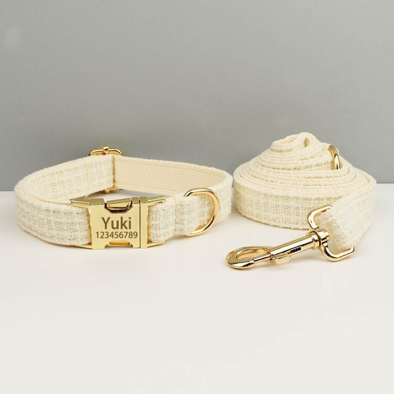 Κολάρο σκύλου με μεταλλική αγκράφα για χάραξη και αναδιπλούμενο λουρί, πολυεστέρας, Flannelette