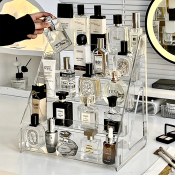 Επιτραπέζιο στήριγμα καταρράκτη για αρώματα και καλλυντικά, διαφανές, μεγάλης χωρητικότητας, πολλαπλών επιπέδων, αποσπώμενο αποθηκευτικό χώρο