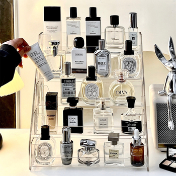 Επιτραπέζιο στήριγμα καταρράκτη για αρώματα και καλλυντικά, διαφανές, μεγάλης χωρητικότητας, πολλαπλών επιπέδων, αποσπώμενο αποθηκευτικό χώρο