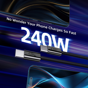 USB-C USB4 всичко в едно кабел за данни, съвместим с Thunderbolt 3/4, 8K видео поддръжка, 240W бързо зареждане, плетен кабел