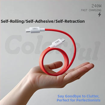 Кабел за данни с двойни конектори Lightning и Type-C, 240W бързо зареждане, нейлоново усукан кабел