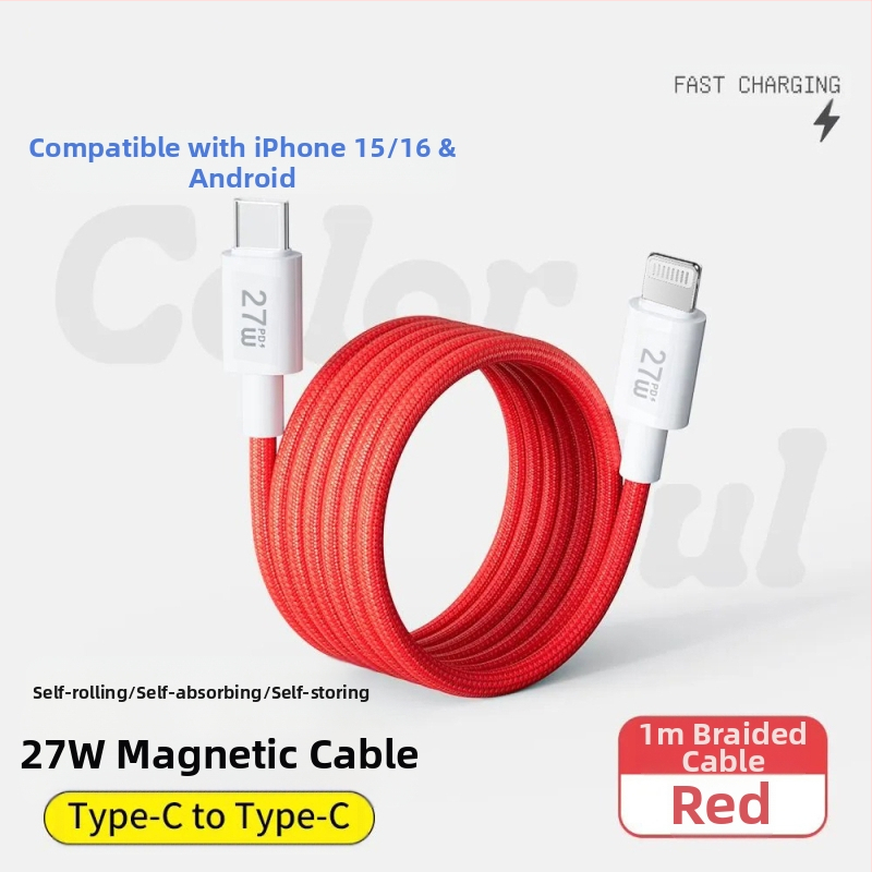 Καλώδιο δεδομένων με διπλούς συνδετήρες Lightning και Type-C, 240W γρήγορη φόρτιση, νάιλον πλεκτό