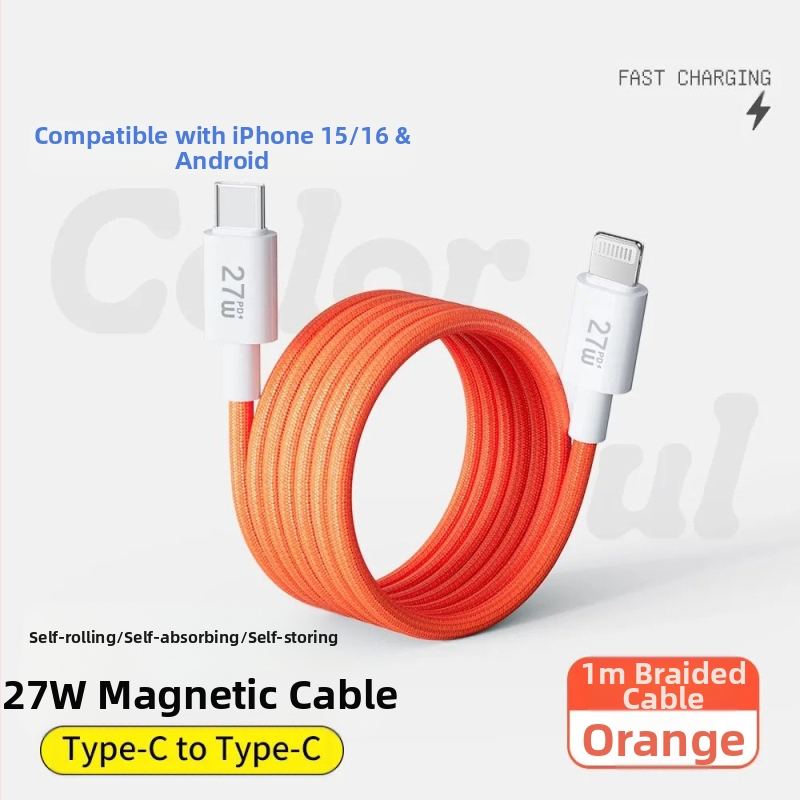 Καλώδιο δεδομένων με διπλούς συνδετήρες Lightning και Type-C, 240W γρήγορη φόρτιση, νάιλον πλεκτό