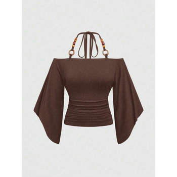 Marškiniai su bat-rankovėmis, siauras kirpimas, 3/4 rankovė, fliso vidus, pieno baltymų pluoštų mišinys (51-70%)