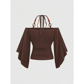 Μπλούζα με μανίκι τύπου νυχτερίδας, εφαρμοστό στυλ, μανίκι 3/4, fleece επένδυση, μείγμα ινών πρωτεΐνης γάλακτος (51-70%)