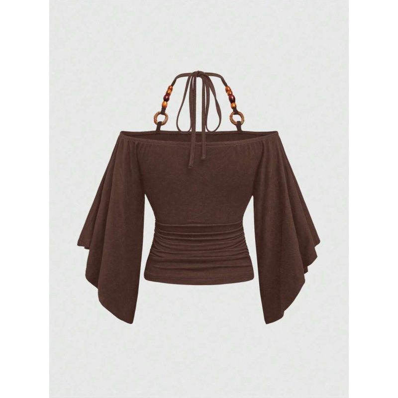 Marškiniai su bat-rankovėmis, siauras kirpimas, 3/4 rankovė, fliso vidus, pieno baltymų pluoštų mišinys (51-70%)