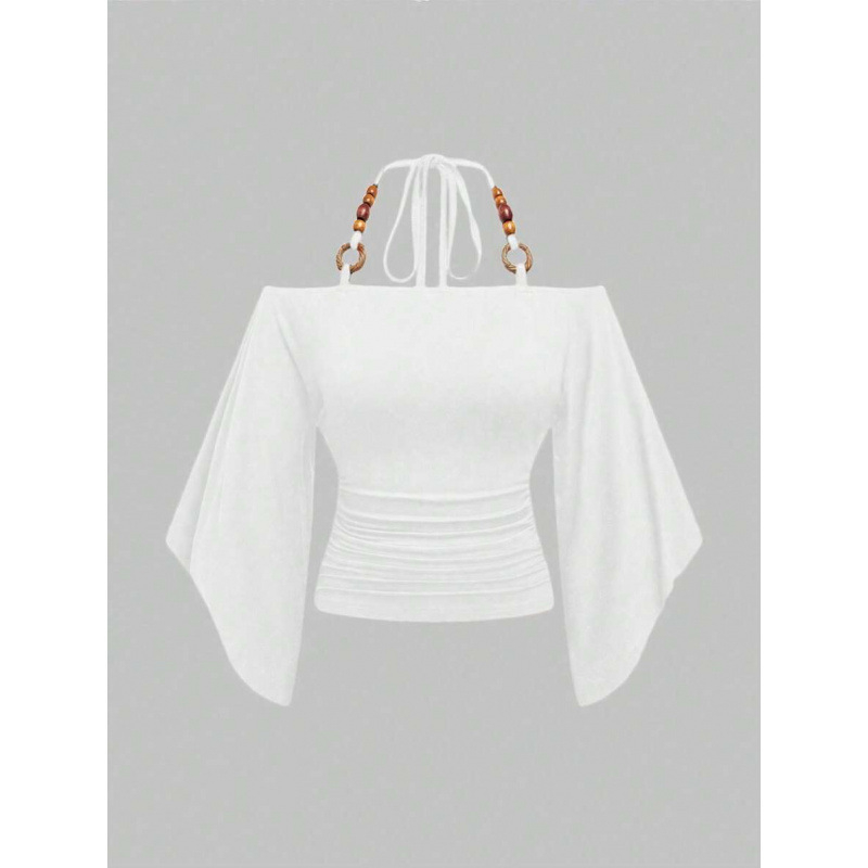 Marškiniai su bat-rankovėmis, siauras kirpimas, 3/4 rankovė, fliso vidus, pieno baltymų pluoštų mišinys (51-70%)