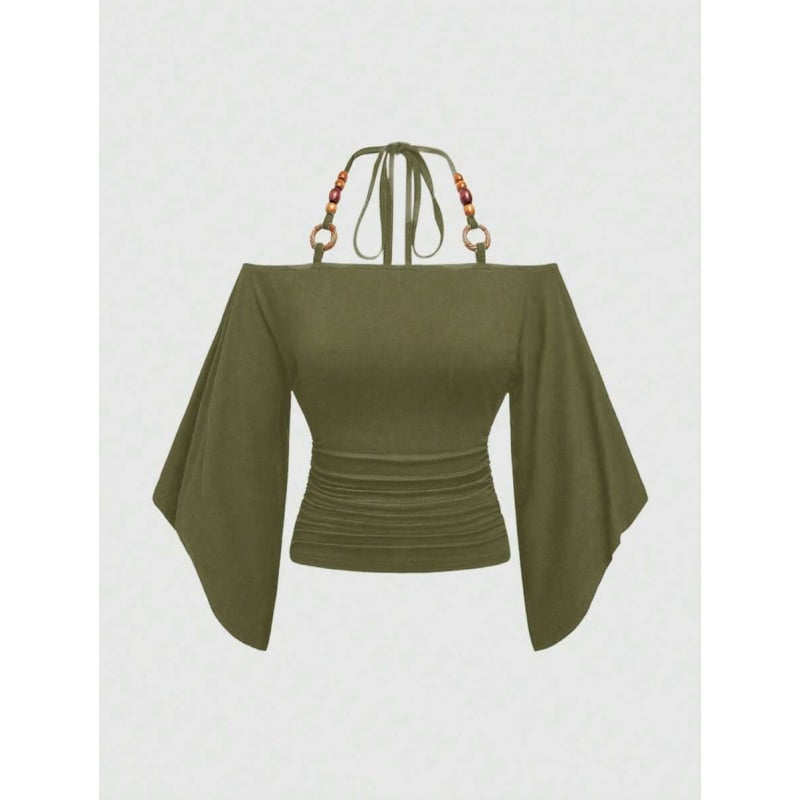 Marškiniai su bat-rankovėmis, siauras kirpimas, 3/4 rankovė, fliso vidus, pieno baltymų pluoštų mišinys (51-70%)