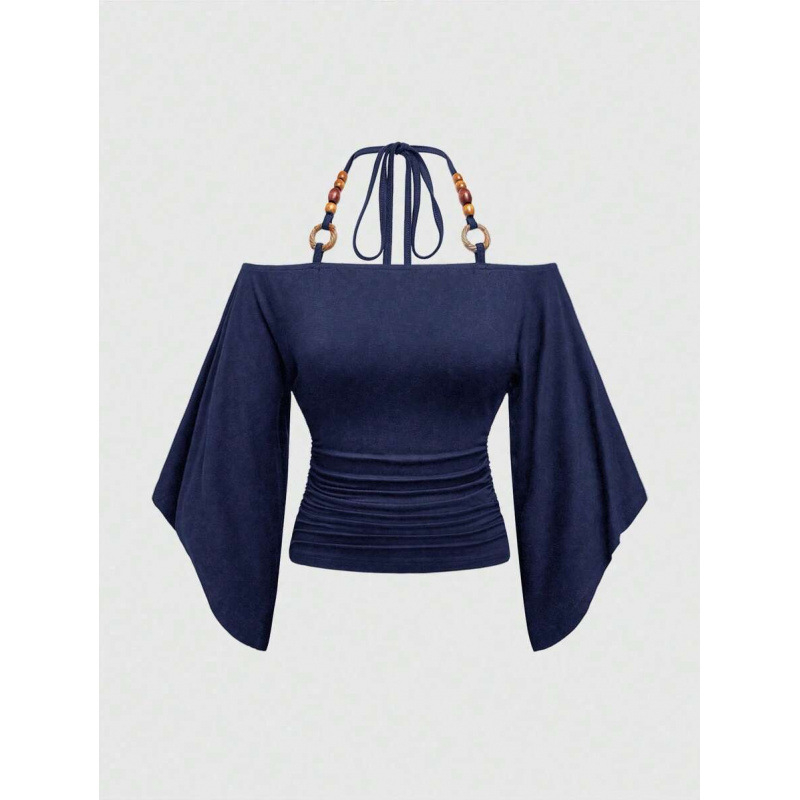 Marškiniai su bat-rankovėmis, siauras kirpimas, 3/4 rankovė, fliso vidus, pieno baltymų pluoštų mišinys (51-70%)