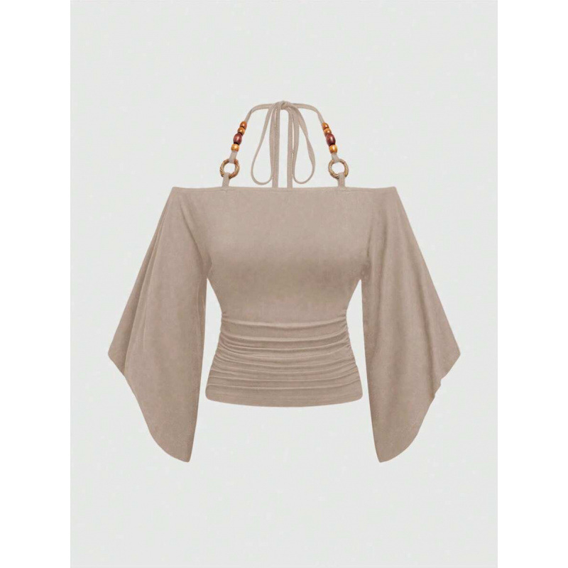 Marškiniai su bat-rankovėmis, siauras kirpimas, 3/4 rankovė, fliso vidus, pieno baltymų pluoštų mišinys (51-70%)