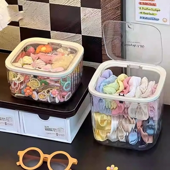 Κουτί αποθήκευσης αξεσουάρ μαλλιών για παιδιά με καπάκι, πλαστικό, χωρητικότητας 1 L, μοτίβο καρτούν, μοντέρνο μινιμαλιστικό στυλ