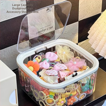 Κουτί αποθήκευσης αξεσουάρ μαλλιών για παιδιά με καπάκι, πλαστικό, χωρητικότητας 1 L, μοτίβο καρτούν, μοντέρνο μινιμαλιστικό στυλ