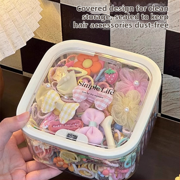 Κουτί αποθήκευσης αξεσουάρ μαλλιών για παιδιά με καπάκι, πλαστικό, χωρητικότητας 1 L, μοτίβο καρτούν, μοντέρνο μινιμαλιστικό στυλ