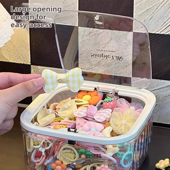 Κουτί αποθήκευσης αξεσουάρ μαλλιών για παιδιά με καπάκι, πλαστικό, χωρητικότητας 1 L, μοτίβο καρτούν, μοντέρνο μινιμαλιστικό στυλ