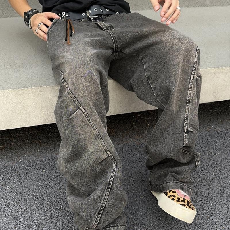 Τζιν φαρδιάς γραμμής, baggy, χιπ-ποπ στυλ, κορεάτικο στυλ, χαμηλή μέση