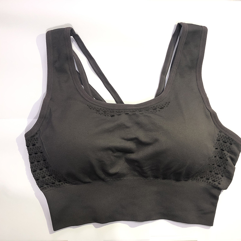 Αθλητικό σουτιέν με κενό πίσω, πλήρεις cups και λεπτό mold, ύφασμα νάιλον 80% σε ανάμιξη με Spandex 20% στην επένδυση, χωρίς ραφές, σταθερές διπλές τιράντες