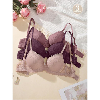 Krūštura komplekts ar tauriņa mezglu dekoru un kontrastējošu mežģīni, savilkuma dizains, trijstūrveida kausi, vidēji veidoti kausi