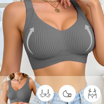 Γυναικείο σουτιέν χωρίς ραφές από Nylon/Spandex, ρυθμιζόμενοι ιμάντες, μορφοποίηση πλευρικού στήθους, πίσω κλείσιμο με τέσσερις σειρές αγκιστριών