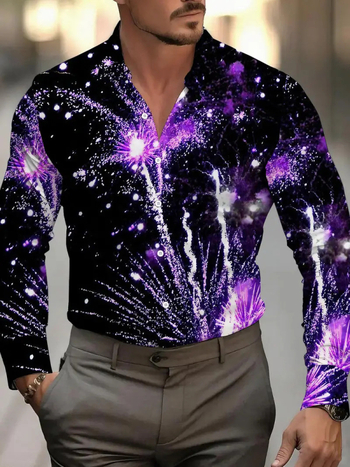 Muška košulja Slim Fit s dugim rukavima Turn-Down ovratnik, Color Blocking, Acetat 96%