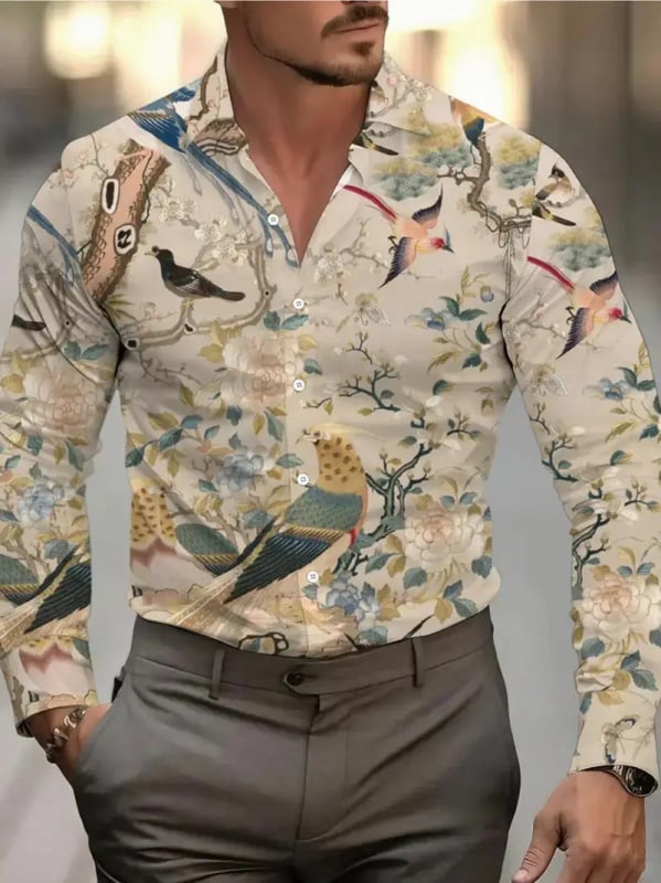 Muška košulja Slim Fit s dugim rukavima Turn-Down ovratnik, Color Blocking, Acetat 96%