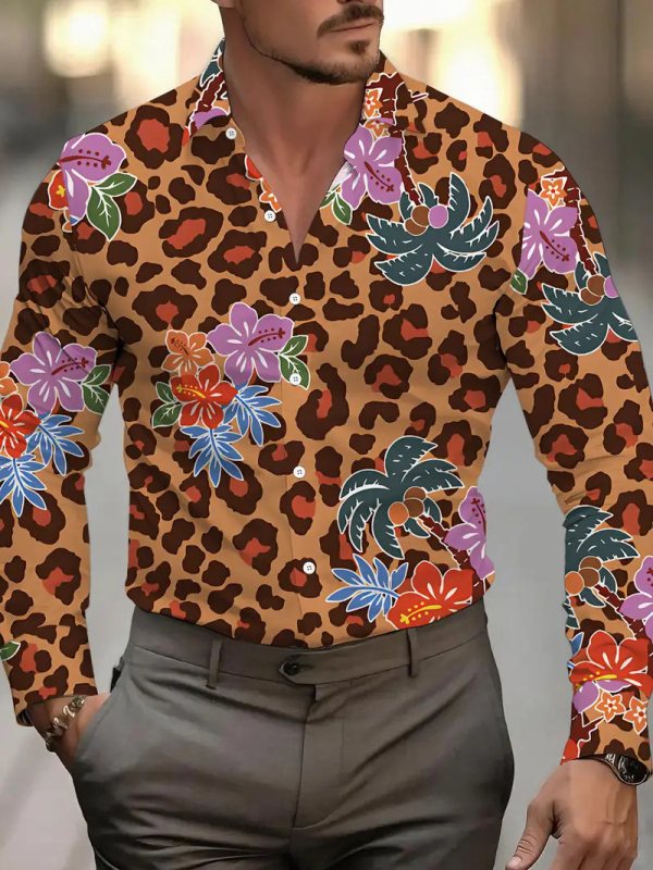 Muška košulja Slim Fit s dugim rukavima Turn-Down ovratnik, Color Blocking, Acetat 96%