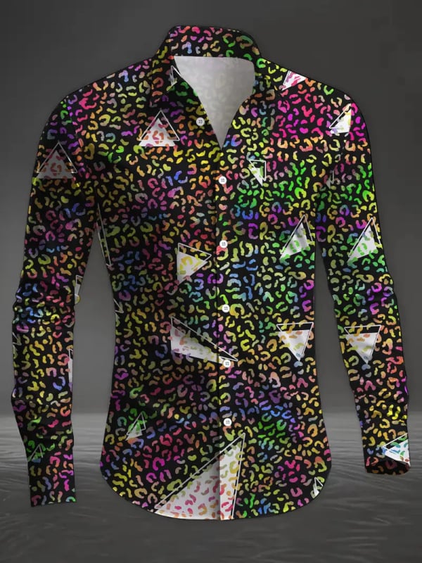 Muška košulja Slim Fit s dugim rukavima Turn-Down ovratnik, Color Blocking, Acetat 96%