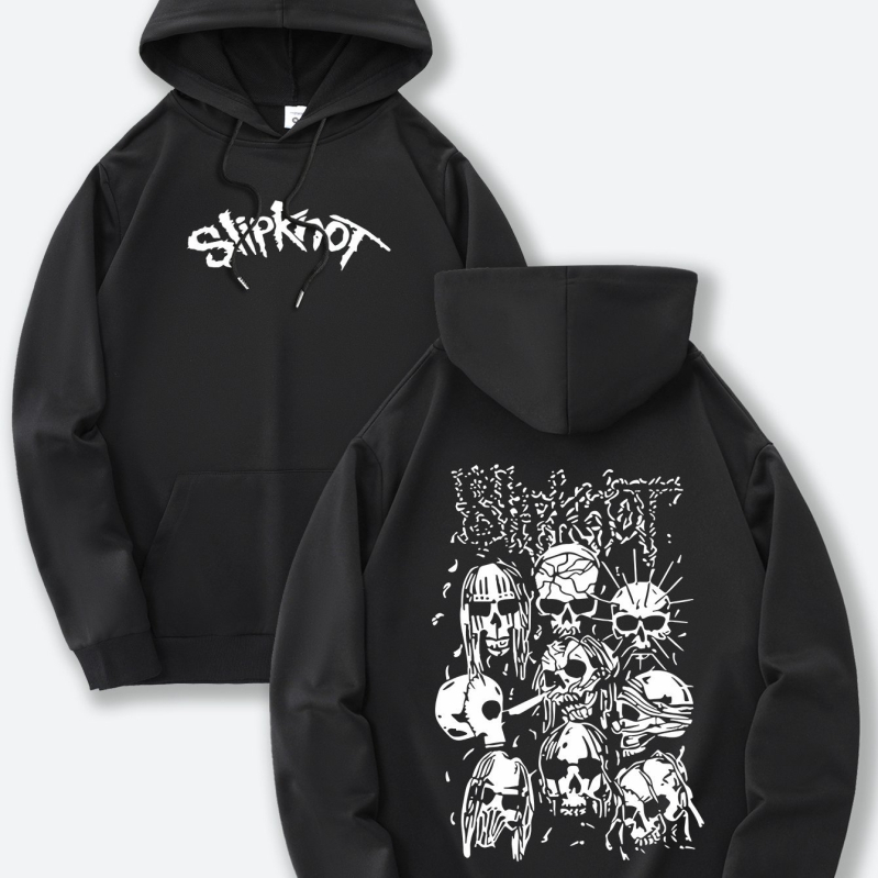 Drukāts kapucētais džemperis – poliestera adīts audums, brīvs siluets, garas piedurknes, kapuce, vidēja biezuma