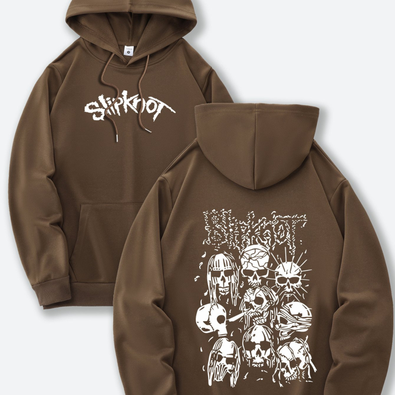 Drukāts kapucētais džemperis – poliestera adīts audums, brīvs siluets, garas piedurknes, kapuce, vidēja biezuma