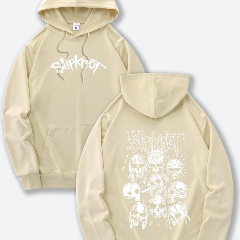 Drukāts kapucētais džemperis – poliestera adīts audums, brīvs siluets, garas piedurknes, kapuce, vidēja biezuma