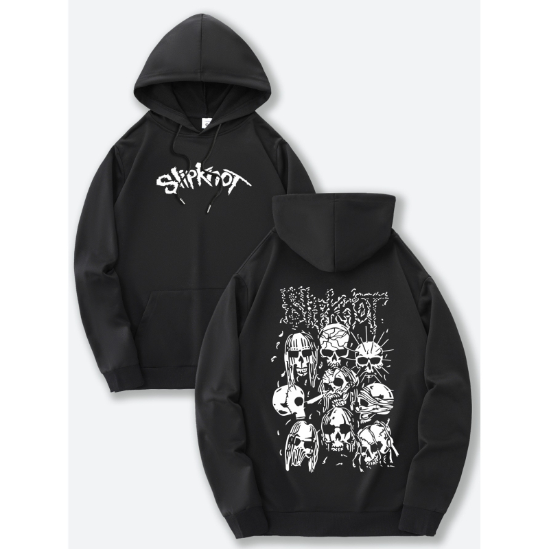 Drukāts kapucētais džemperis – poliestera adīts audums, brīvs siluets, garas piedurknes, kapuce, vidēja biezuma