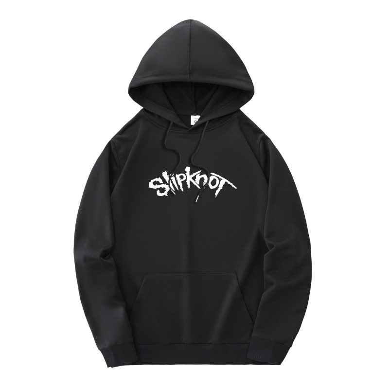 Drukāts kapucētais džemperis – poliestera adīts audums, brīvs siluets, garas piedurknes, kapuce, vidēja biezuma