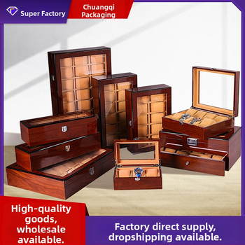 Кутия за часовници за съхранение, дървена, с множество отделения и дисплей