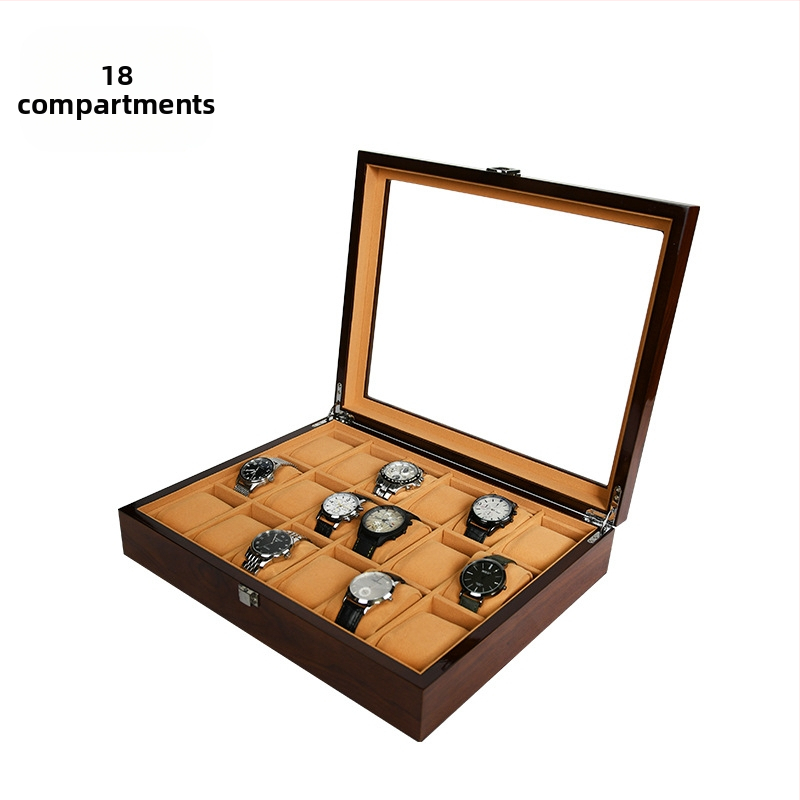 Кутия за часовници за съхранение, дървена, с множество отделения и дисплей